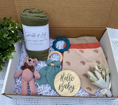 Box of Joy New Baby, New Mom Giftbox, Baby Boy Gift, Baby Girl gift, Expectant Mom Gift, Baby Shower, Mama, New Baby, Baby Blanket, Baby Bib